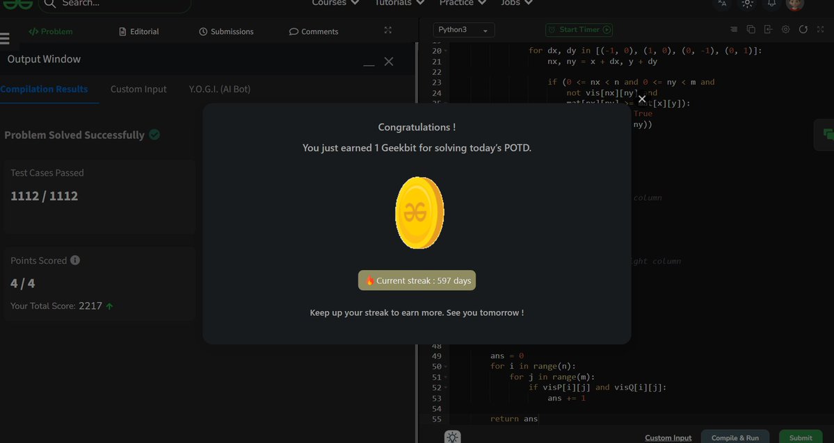 akashasahu07's tweet photo. Day - 597
Towers Reaching Both Stations Problem
Solved todayβs POTD β
Found all towers whose signals can reach both control stations by following the allowed signal propagation rules π‘π»
#GeeksforGeeks #POTD #DSA #1000DaysOfCode #CodingJourney https://t.co/JiPtZ3SozN