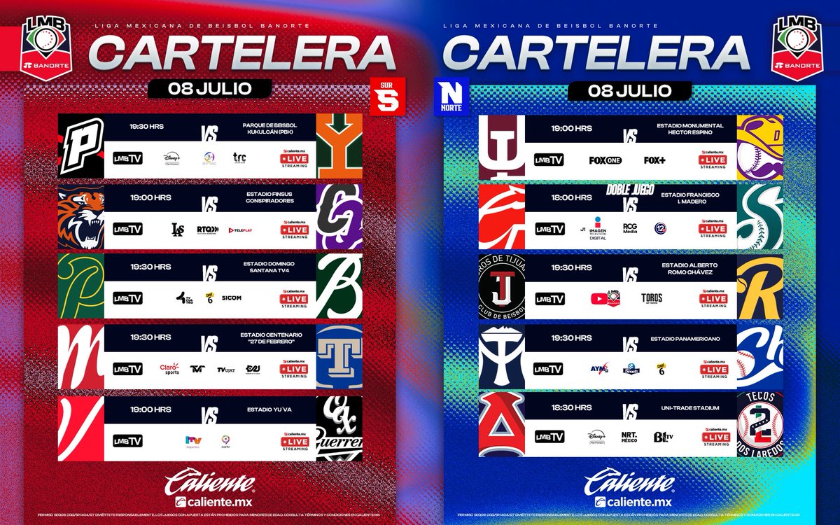 LMBBanorte's tweet photo. La cartelera del día de hoy presentada por @calientesports . 🔥

Regístrate y recibe $1,000 de regalo 📲 https://t.co/t2laqQpLbb

#LaLigaFuerteDeMéxico💪🏼🇲🇽⚾️ #MásAcciónMásDiversión🔥 https://t.co/aEs2XTnwzT