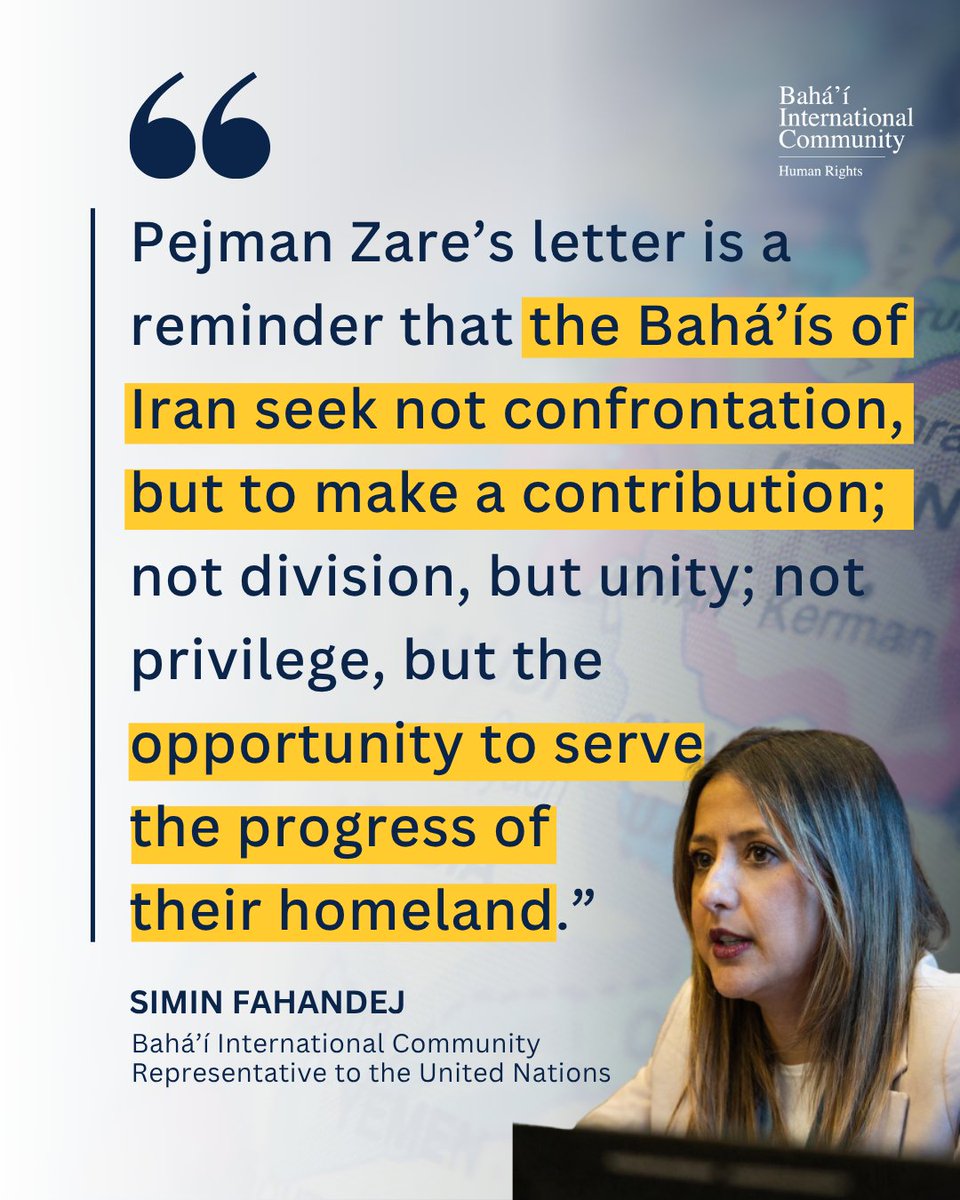 BahaiBIC_Rights's tweet photo. Simin Fahandej, BIC Representative to the United Nations in Geneva, speaks directly on the case of Pejman Zare.

https://t.co/HSt6PpH0Kb https://t.co/KuDGbsYcc7