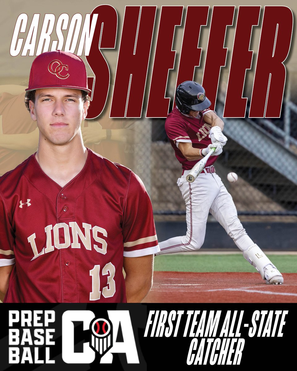 OaksChrstnLions's tweet photo. ALL-STATE BACKSTOP
Carson Sheffer was named to the 2026 @PrepBaseballCA  First Team All-State. https://t.co/DUlZQDpYCC
