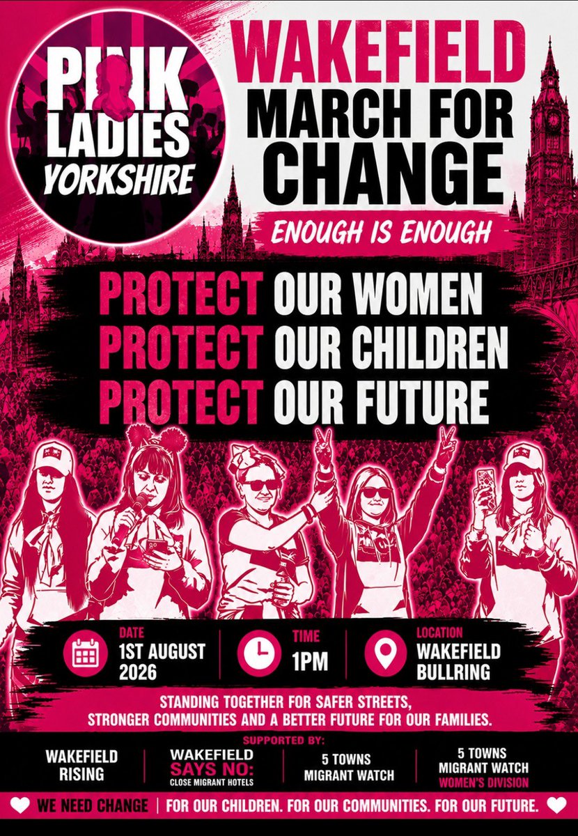 xaliceannax's tweet photo. 🩷 Please share our Wakefield protest on 1st August!
If you can join us, we’d love to see you there. If you can’t attend, please share—every repost helps us reach more people. 💕 #Wakefield #PinkLadiesProtest #RestoreBritain https://t.co/bNeN7J2u5H