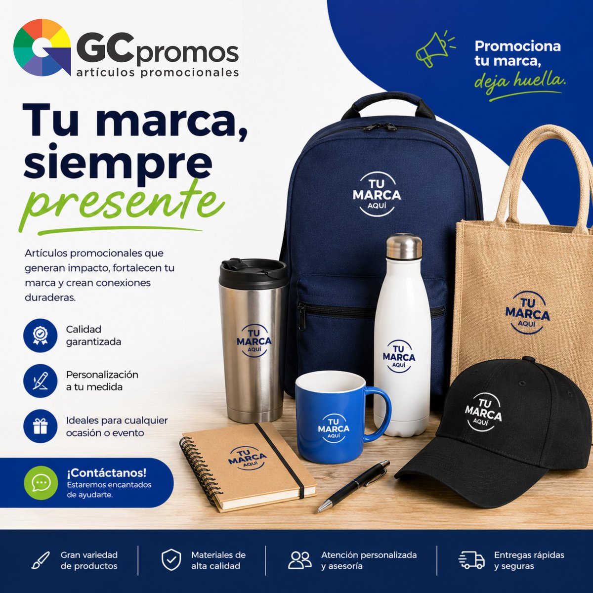 GCpromosmx's tweet photo. ¿Buscas una forma efectiva de fortalecer la presencia de tu marca?
En **GCpromos** ofrecemos una amplia variedad de artículos promocionales personalizados para empresas de todos los sectores. Trabajamos con productos de alta calidad y te asesoramos para encontrar la mejor opción. https://t.co/uiQQHbVA3t