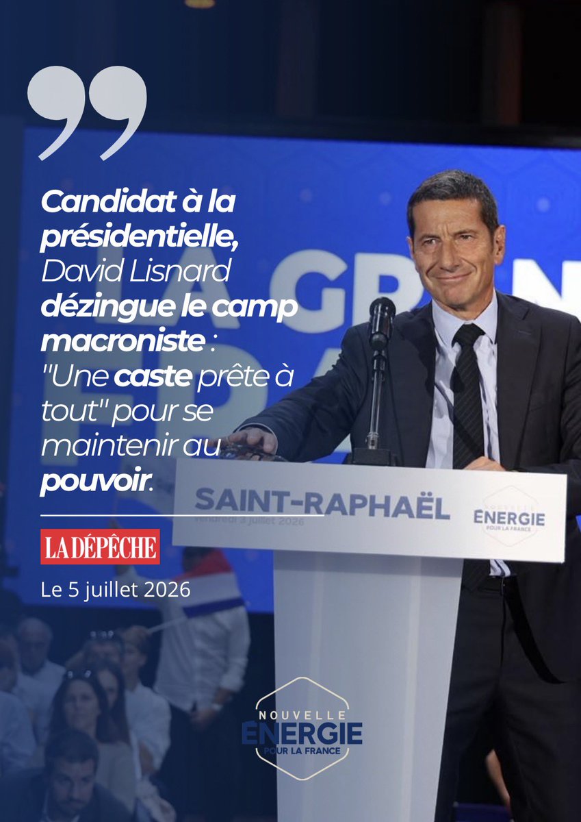 Nouv_Energie's tweet photo. « Candidat à la présidentielle, @davidlisnard dézingue le camp macroniste : "Une caste prête à tout" pour se maintenir au pouvoir »

🗞️ Retrouvez l’article de @ladepechedumidi sur le grand meeting de Saint-Raphaël : https://t.co/kXU3T3EC2Q https://t.co/GBqJHaUQc2
