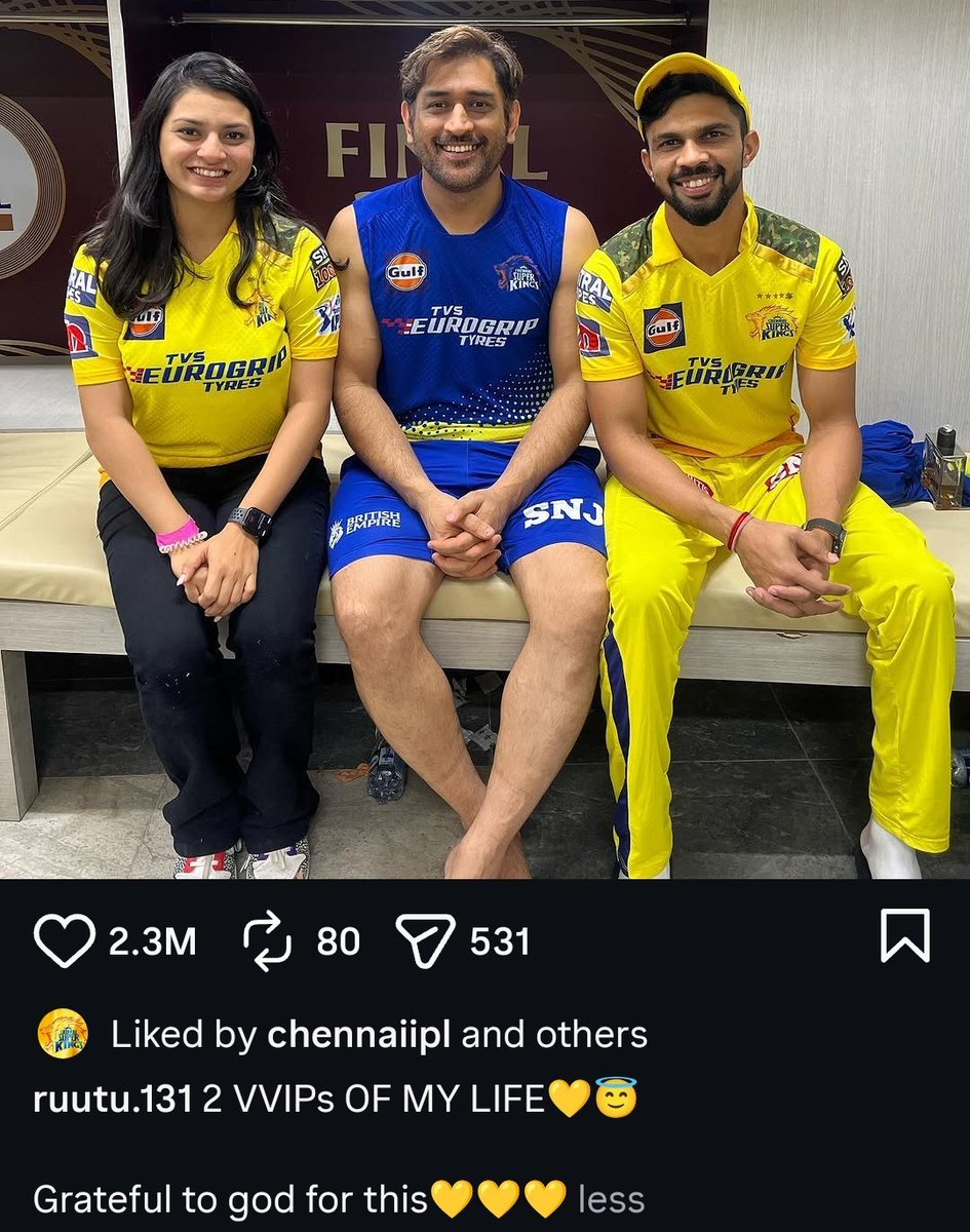 anucricketlog's tweet photo. It’s hilarious how people think a 24-hour social media story defines a bond built over years in the dressing room. Rutu doesn't need to prove his respect for MSD to a bunch of haters. Mahi Bhai passed him the legacy, not an Instagram handle.
Stay strong, Captain! 💛 https://t.co/Dq47QMqLBs
