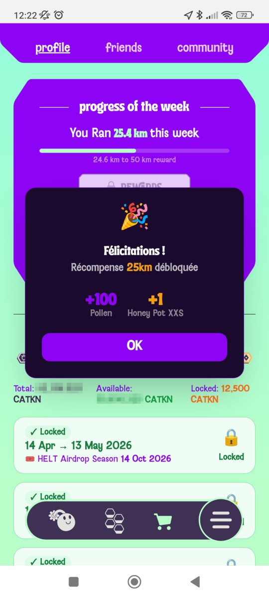 neocyclopi's tweet photo. Daily @The_Life_Bomb🌱 Walk 🚶
⚡️47 Energies #M2E🏃
🪙 Daily Earnings: 925.18 $CATKN
✅ Guardian Bonus Enabled
🍯 Nectar Reward: Volume M
✅ Weekly Challenges: 25km Achieved https://t.co/whXhQY8ljg