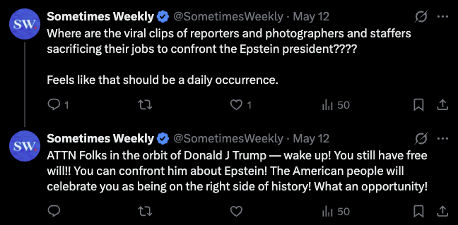 SometimesWeekly's tweet photo. Feel free to share this with your colleagues, @daveweigel. Could be helpful! 

And let me know if you're willing to share President Trump's phone number with me -- I'd love to ask him about Jill Biden. https://t.co/z0pNNUpPhn