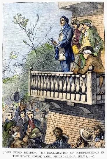 TammiMinoski's tweet photo. #OTD 1776: The people of Philadelphia were summoned to the State House Yard by the bells of the city. At noon, Colonel John Nixon publicly read the #DeclarationOfIndependence for the first time. #America250 ๐บ๐ธ https://t.co/GwgDi4ZKBN