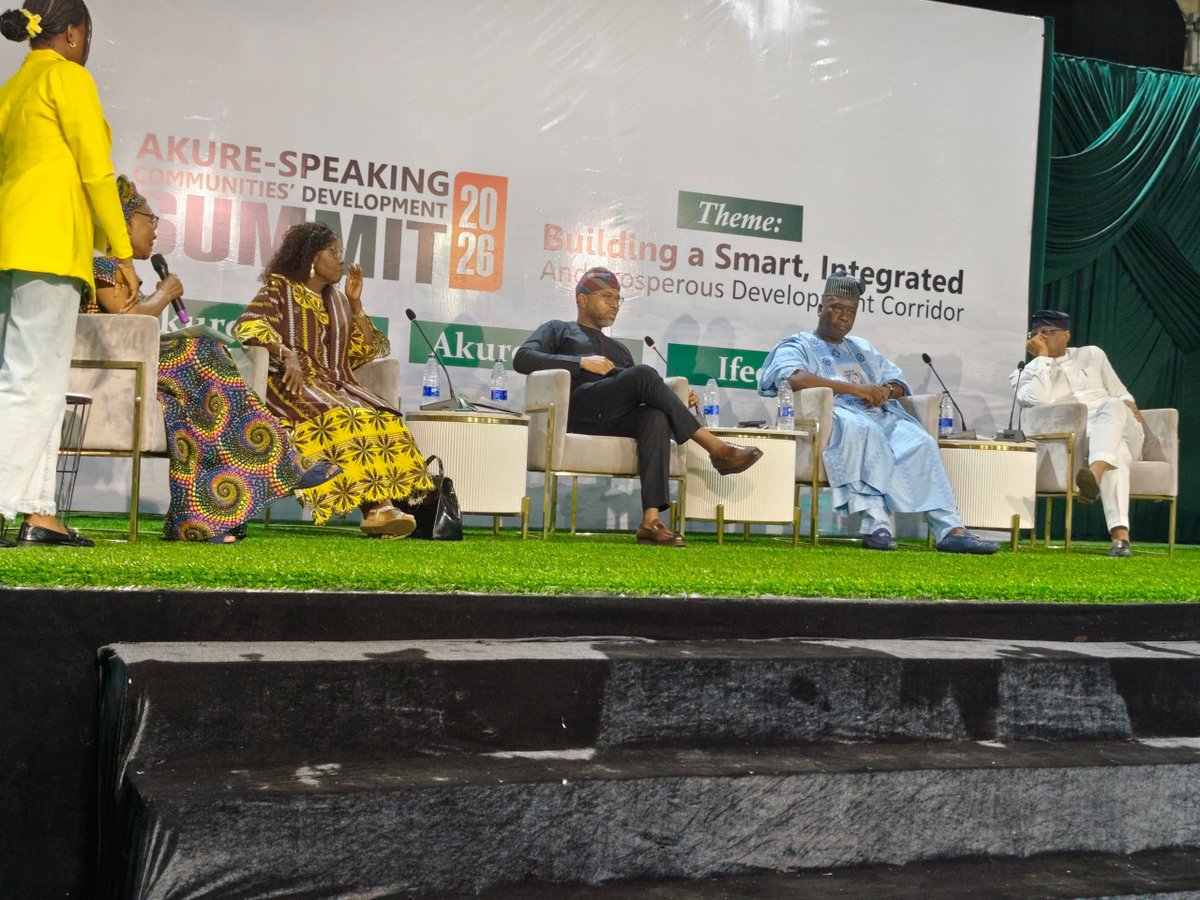 NewsBulletinNG's tweet photo. Ongoing: Panel discussion at the Akure-Speaking Communities Development Summit 2026.

The summit, themed "Building a Smart, Integrated and Prosperous Development Corridor," is holding from today, Wednesday, July 8, to Friday, July 10, 2026, at the Dome International Event Centre https://t.co/BDR0p07m8I