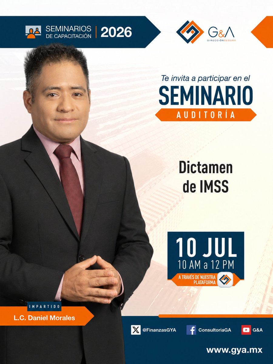 FinanzasGyA's tweet photo. Dictamen de IMSS
Te invitamos a ser parte de nuestros seminarios TOTALMENTE GRATUITOS, para acceder, deberás ingresar a nuestra plataforma donde tendrás acceso a todos nuestros seminarios de capacitación: https://t.co/chFUZLsHi9?
Canal de Youtube:
https://t.co/VXgOFqsuBU https://t.co/CtOb5Scb8I