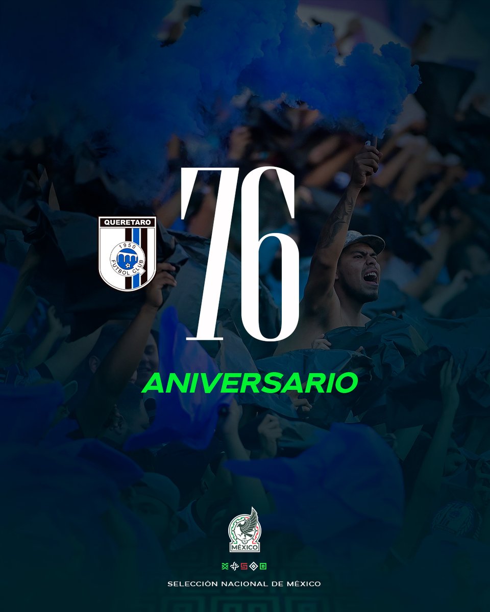 miseleccionmx's tweet photo. Envíamos una felicitación al @Club_Queretaro por su #Aniversario 7️⃣6️⃣.

¡Disfruten su día, Gallos! 🐓

Que vengan muchos años más. 🫶

#SomosMéxico https://t.co/XFPPi18UcS