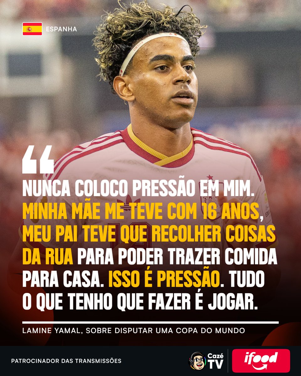 CazeTVOficial's tweet photo. GIGANTE! 👏🇪🇸

Fortíssima a declaração do Yamal para a rádio espanhola Cadena SER, sobre a pressão de disputar uma Copa do Mundo aos 18 anos.

#CopaNaCazéTV #Espanha #Yamal #PostPatrocinado #iFoodédoBrasil #cztv02 #cztv08 https://t.co/AxYr4yvZ8s
