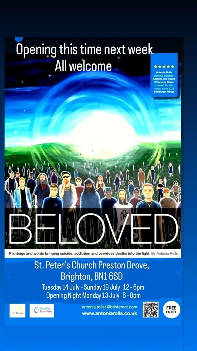 AntoniaRolls's tweet photo. BELOVED, bringing addiction and desolate deaths into the light

St Peter's Church, Preston Drove, Brighton BN1 6SD

July 14-19, 12 to 6pm

All welcome, free. And there is the light. 

"Arise my beautiful one, my Beloved, and come" https://t.co/LnS9cL6pee