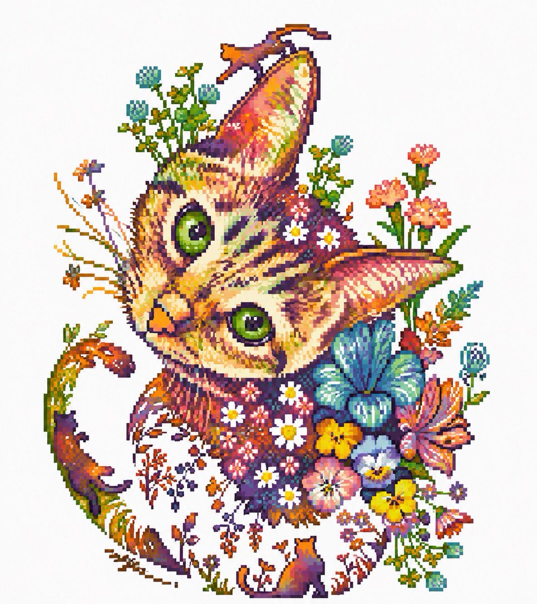 自分の水彩画をスーパーファミコン風ドット絵にしてみた！🐈☘️