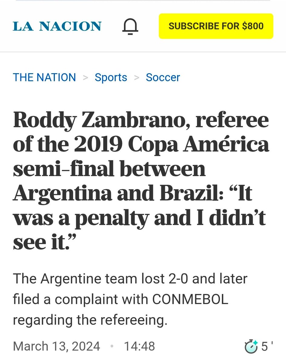 raven6_'s tweet photo. Ref literally admitted to being wrong and messi was banned by conmebol for his comments https://t.co/y7FhOjNlo7
