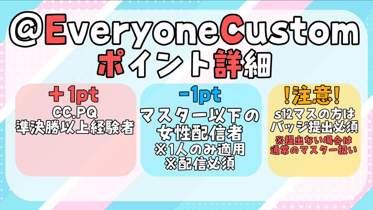 everyonecustom's tweet photo. 【告知】
📅2026年7/29㈬２１：３０〜
第17回@everyonecustom開催
モード：トリオ
チーム編成：画像参照

⚠️変更点⚠️
🎲 7月より参加受付は先着制と抽選制
先着枠：残6チーム
※先着枠は埋まり次第締切
抽選枠：3チーム
※抽選結果はDiscordサーバー内で発表
抽選締切7/19㈰23:59

⬇️参加方法はリプ欄 https://t.co/aoun9oSJ0k
