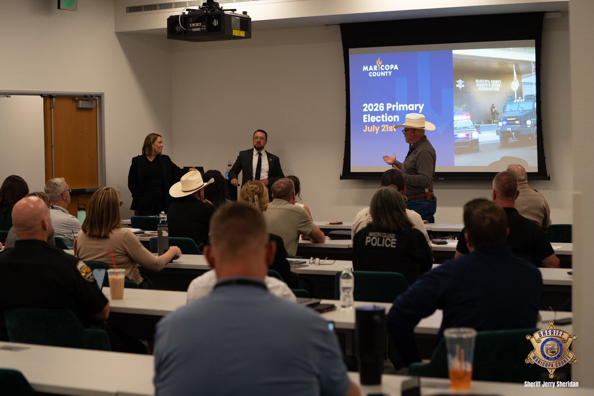 MCSOAZ's tweet photo. With the upcoming elections approaching, Sheriff Jerry Sheridan met with county leaders and valley law enforcement officials to discuss public safety and election security.

Sheriff Sheridan remains committed to protecting every citizen's right to vote and have their voice heard. https://t.co/i1pmwqClLO