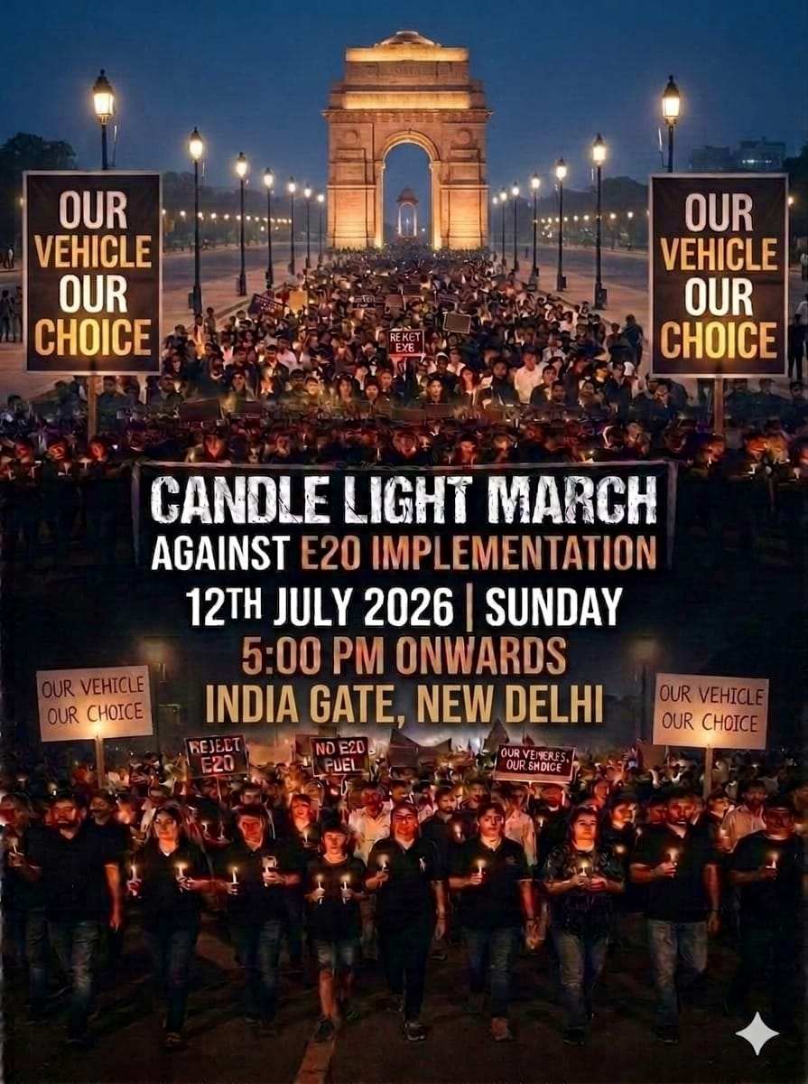 tehseenp's tweet photo. 🕯𝐂𝐀𝐍𝐃𝐋𝐄  𝐋𝐈𝐆𝐇𝐓 𝐌𝐀𝐑𝐂𝐇🕯

Against the mandatory E20 blended petrol policy! 

Dear Delhi & SM fam: NITIN GADKARI ji gas-lights us, acts toxic, cringe & sus with us, refuses to acknowledge our genuine concerns while his son's prosper under the BETA BADHAO YOJNA; Please join TEAM BHARAT in large numbers, to break the dulu of the Hon'ble Minister.

Date :   12th July, Sunday!
Time :    5:00 pm onwards
Venue:   INDIA GATE

𝐎𝐮𝐫 𝐕𝐞𝐡𝐢𝐜𝐥𝐞 𝐎𝐮𝐫 𝐂𝐡𝐨𝐢𝐜𝐞 !