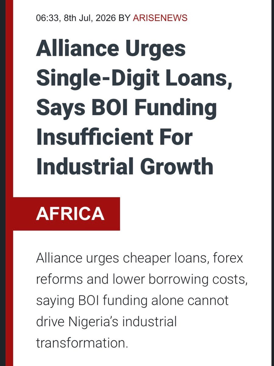 alliance4ethics's tweet photo. N644.9 Billion Isn’t Enough: Alliance Says Nigeria’s Industry Needs More Than Applause
The Alliance for Economic Research and Ethics, led by Dele Oye, says BOI’s record N644.9 billion 2025 disbursement is a milestone but far from enough, urging single-digit lending, forex reforms, and cheaper borrowing costs to truly power Nigeria’s industrial transformation. (Source: Arise News)
#NigeriaIndustry #BOI #DeleOye #AllianceForEthics #nigeriannews  #SingleDigitLoans #ManufacturingNigeria #ForexReform #ariseNews #IndustrialGrowth #NigerianEconomy