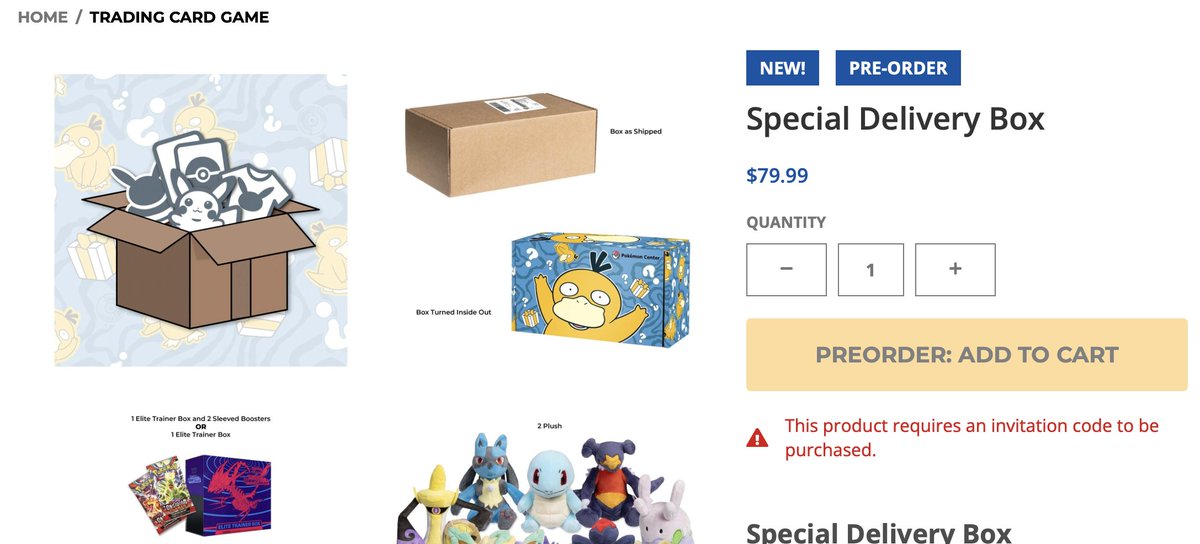 pokehuntdotfun's tweet photo. 🚨 Pokemon Center Mystery Box Invite 🚨

Pokémon Center Mystery Box Early Link To Watch! 👀

 👉 https://t.co/dGOf2YHHG4 

Some monitors are starting to ping this listing, but it looks like it may be tied to Pokémon Center’s invite / early access system rather than a normal public drop.  Nothing is confirmed yet, so treat this as a watch link for now. 

We’ll make a follow up post if the page changes, inventory appears, or it turns into a public drop.  #pokehunt #pokemontcg #pokemoncommunity