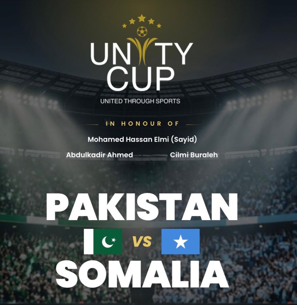 MohamedASalad's tweet photo. Quick announcement. 

This charity match has absolutely nothing to do with the national teams of Somalia or Pakistan.

This is a charity/influencer friendly match. Nothing official about this. Please don’t get confused. @SomalinimoUK will provide updates on the official game. https://t.co/0Vn84Rnegp