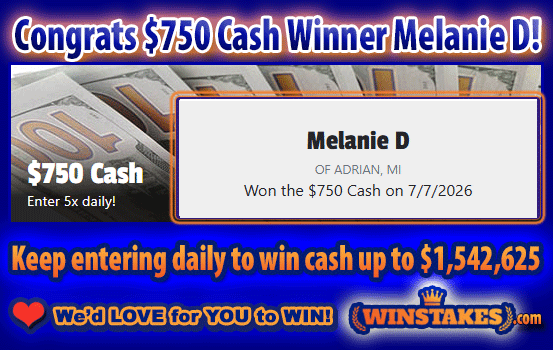 win_winstakes's tweet photo. 🥳Big congrats to $750 Cash #Winner, Melanie D. of  Adrian, Michigan!💸

✔️Keep entering daily: https://t.co/gl2e6Pfq0Z
😍Win up to $1,542,625 Cash 100% FREE!!!
❤️We'd LOVE for YOU to Win!🥰 https://t.co/jZZnyqY3QF