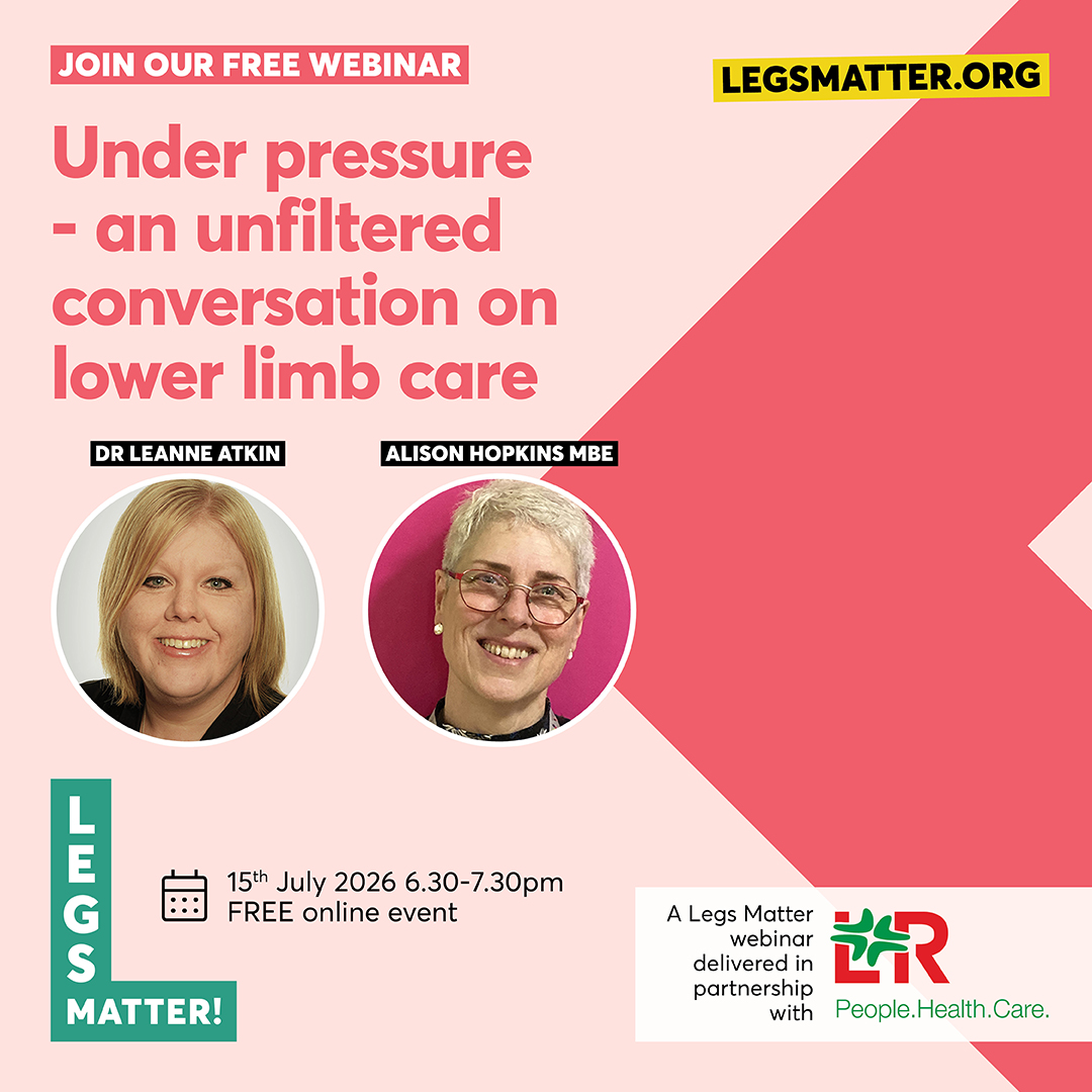 LegsMatter's tweet photo. 👣 UNDER PRESSURE

Join two of the UK's leading voices in lower limb care:

🎤 Dr Leanne Atkin
🎤 Alison Hopkins MBE

For an honest, unfiltered conversation about the challenges facing lower limb care today—and what needs to change.

📅 15 July 2026
⏰ 6.30–7.30pm

Register now 👉 https://t.co/NrxbZ1NGlu

#LegsMatter #LowerLimbCare #Healthcare