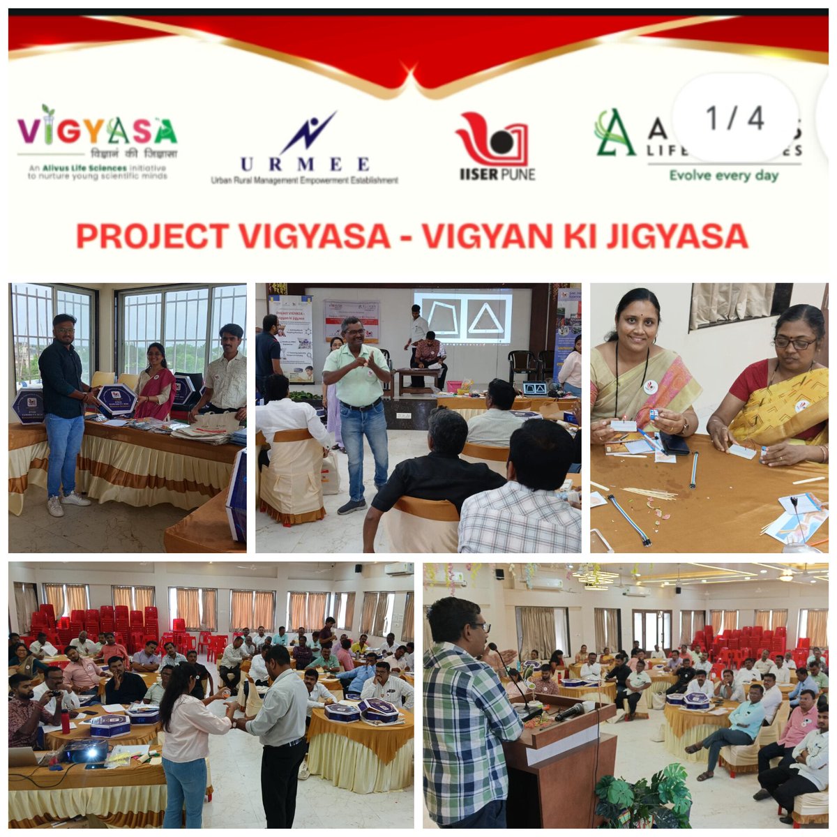 ScienceActivity's tweet photo. Project VIGYASA – Vigyan Ki Jigyasa successfully brought together 50+ science and math teachers from the Mohol block, Solapur, for an engaging capacity-building workshop focused on transforming science classrooms through activity-based learning Practices.

@IRO_IISERP 
@IISERPune https://t.co/pzaLQpiNyb