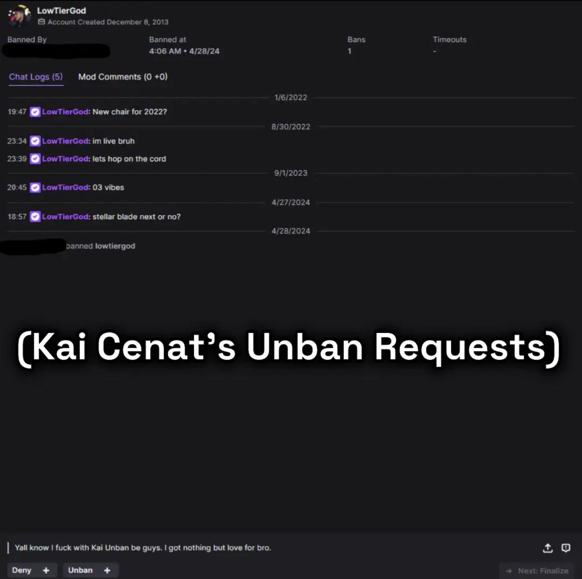 lowtierrogdaily's tweet photo. LowTierGod (Age 41) caught begging kai to be unbanned. https://t.co/9jt15bVGoS