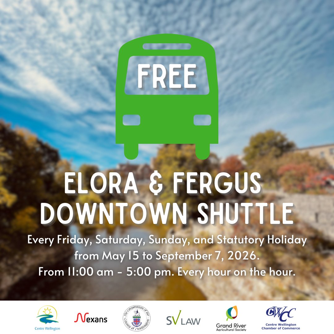 CentrWellington's tweet photo. Don't forget to take advantage of our FREE Downtown Shuttle - operating Fridays through Sunday, and Statutory Holidays from now until September 7.

To learn more about the shuttle service, visit https://t.co/8JlSvZOqBw https://t.co/aUYOzi0hJG