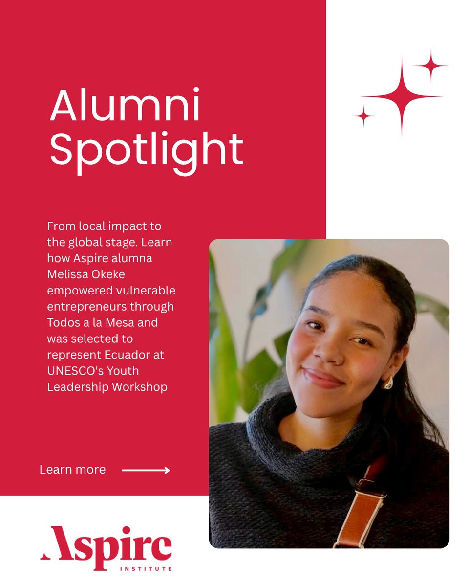aspire_leaders's tweet photo. Aspire Leaders Program alumna Melissa Okeke has always believed that meaningful change begins in the community.
Applications close July 10, apply through the link https://t.co/nnITJ3Ojs7
#aspireleadersprogram #firstgen #youngleaders #youth #socialimpact #leadershipdevelopment https://t.co/XCq2qPmuYS