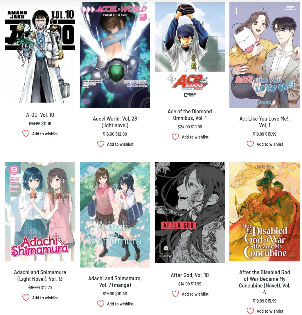 MerryMangaCo's tweet photo. Listed 764 upcoming titles in the past week, so we now have 1,542 manga and other books available for preorder!

That's 1,522 more than that one anti-consumer corporation, by the way..

Support a passionate, small business today by preordering with Merry Manga Company! https://t.co/4saznBtpXG
