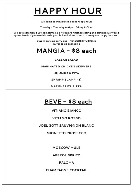 Apertivo's happy hour is good, but it used to be even better.