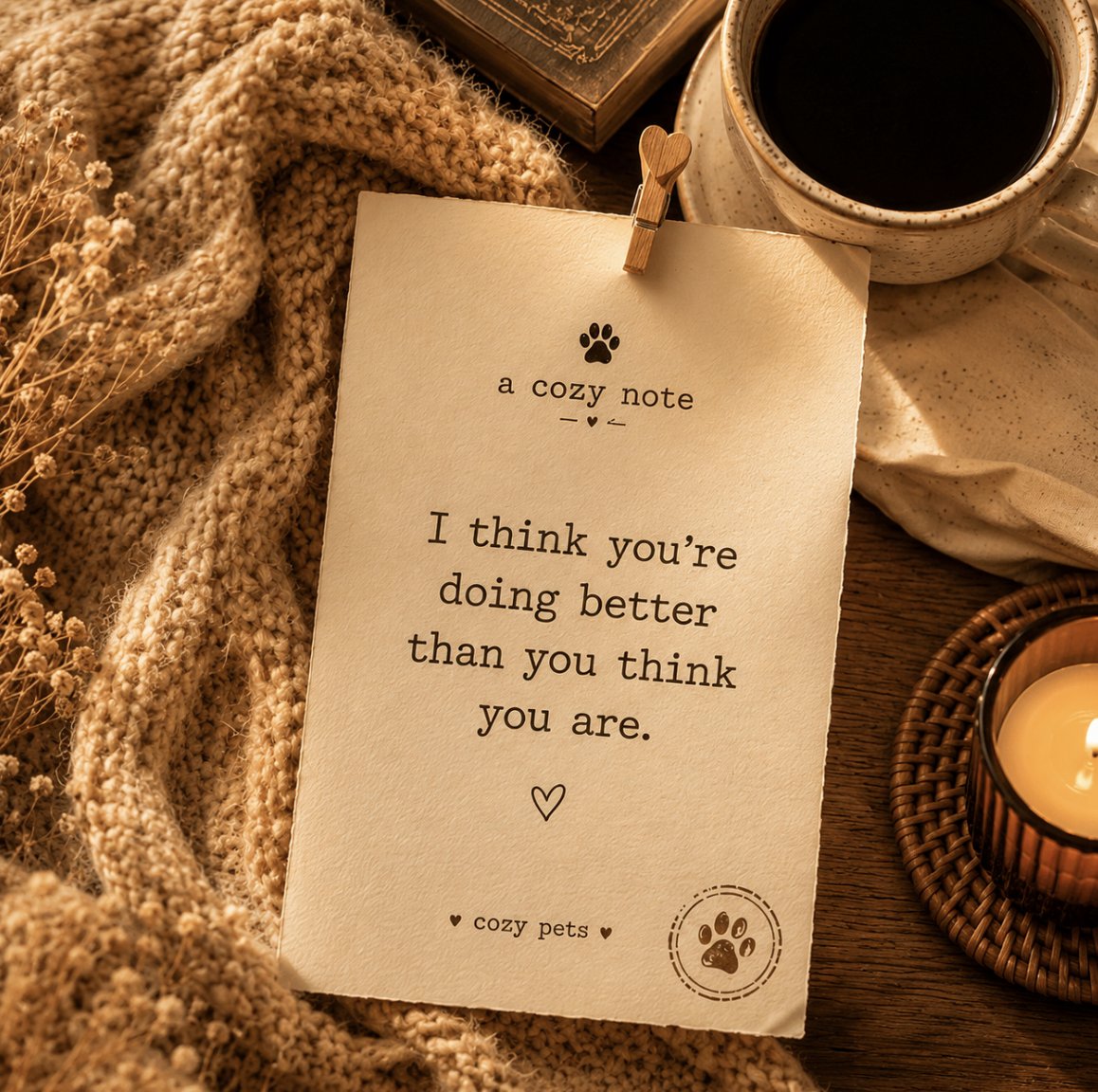 cozypetsclub's tweet photo. I think you’re doing better than you think you are. 🤎🐾

A soft reminder from Cozy Pets to pause, breathe, and give yourself a little grace today.

Download Cozy Pets: https://t.co/DZbRpp5xoz https://t.co/uTL44Q1BXF