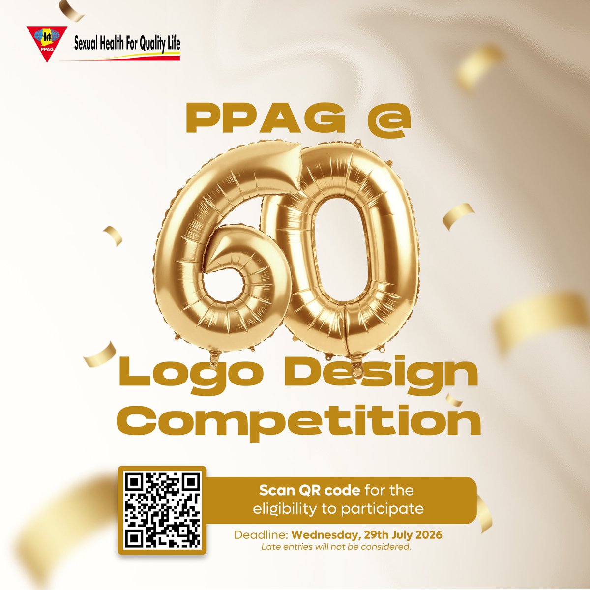 PPAGGhana's tweet photo. 🎨 DESIGN THE PPAG@60 LOGO &amp; MAKE HISTORY!

📧 Submit entries to: 60years@ppag-gh.org 
🔗 Link to eligibility criteria: https://t.co/SljaYsH1Rm
📌Open to all creatives and designers who are YAM members only

#PPAG@60 #SRHR4ALL https://t.co/0kzHRzgh2C