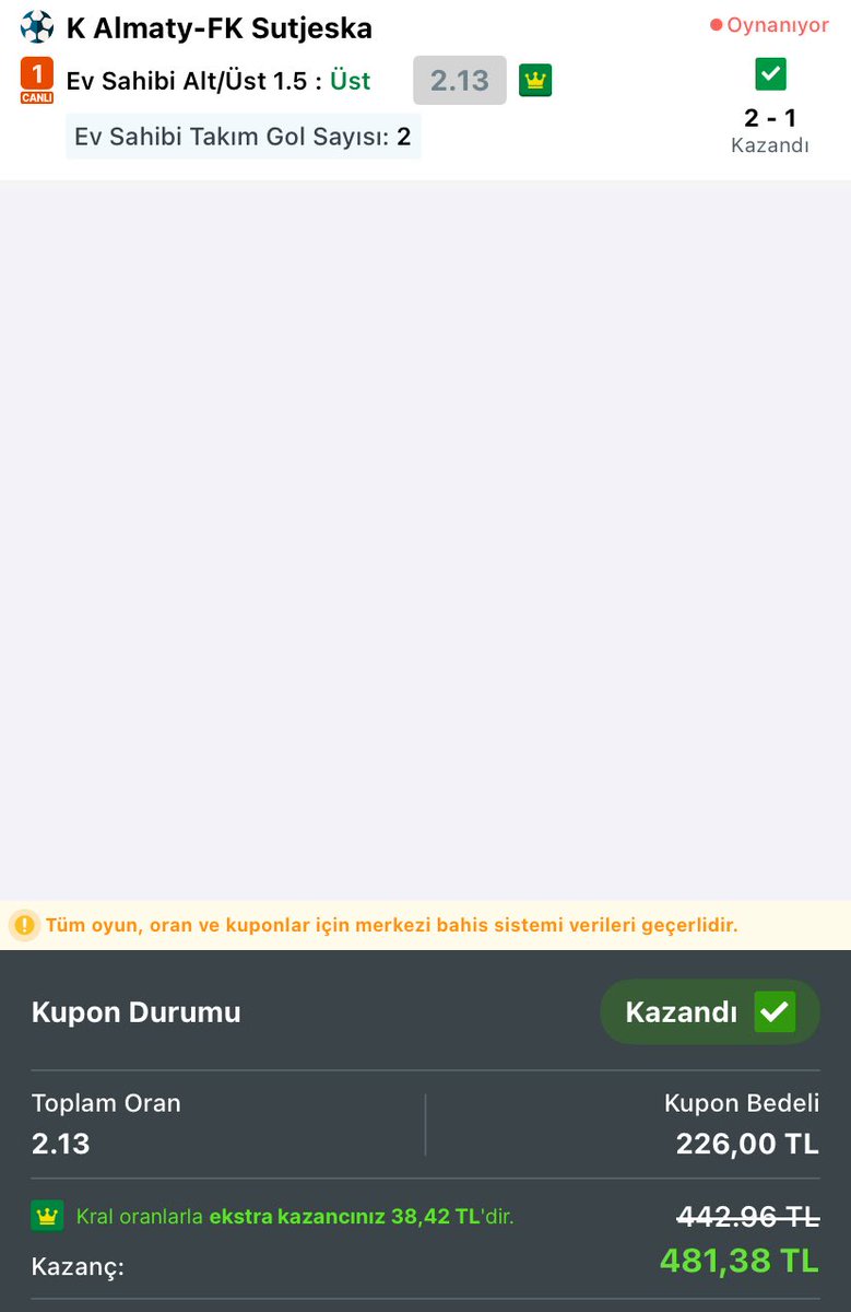 BahisBaronu45's tweet photo. Bugünün 3. Tercihide tuttu wonnn✅✅✅ https://t.co/xc8zwMWaPj