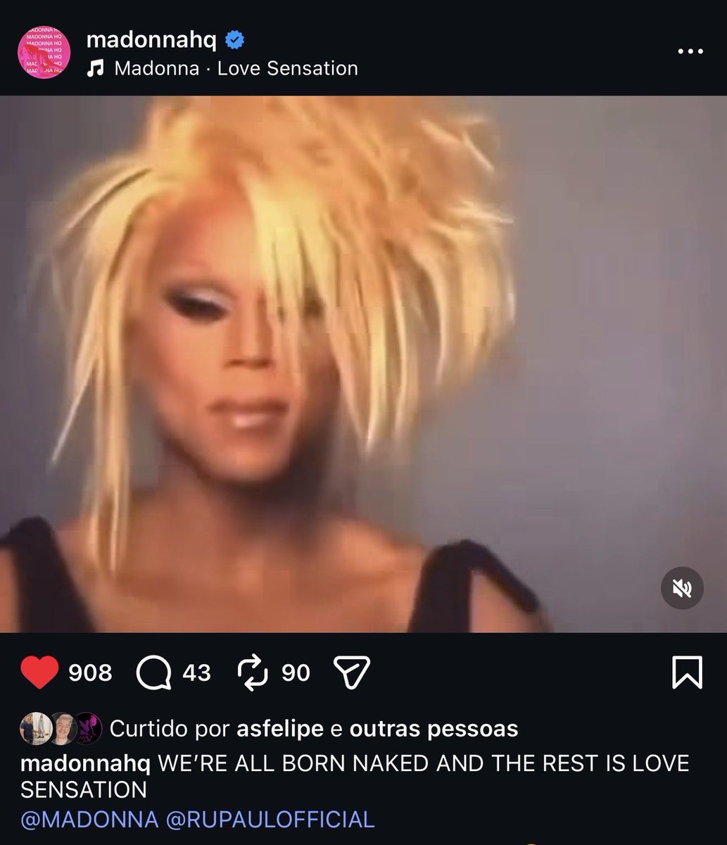 SiteMadonnaBR's tweet photo. MORRENDO! O MadonnaHQ compartilhou o vídeo viral de RuPaul ao som de Love Sensation https://t.co/A4g61kHLDZ