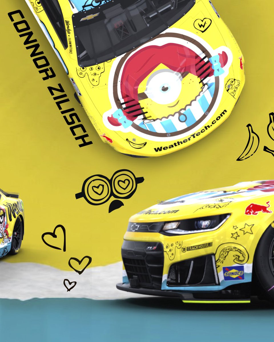 wavearounddsgns's tweet photo. Been a rough year for the rookie, maybe the Minions can bring him some extra luck? What do you say @Wendys 🤔

@ConnorZilisch @Wendys @Minions @TeamTrackhouse 

#NASCAR #ConnorZilisch #TeamTrackhouse https://t.co/MLGcBm3Nrn
