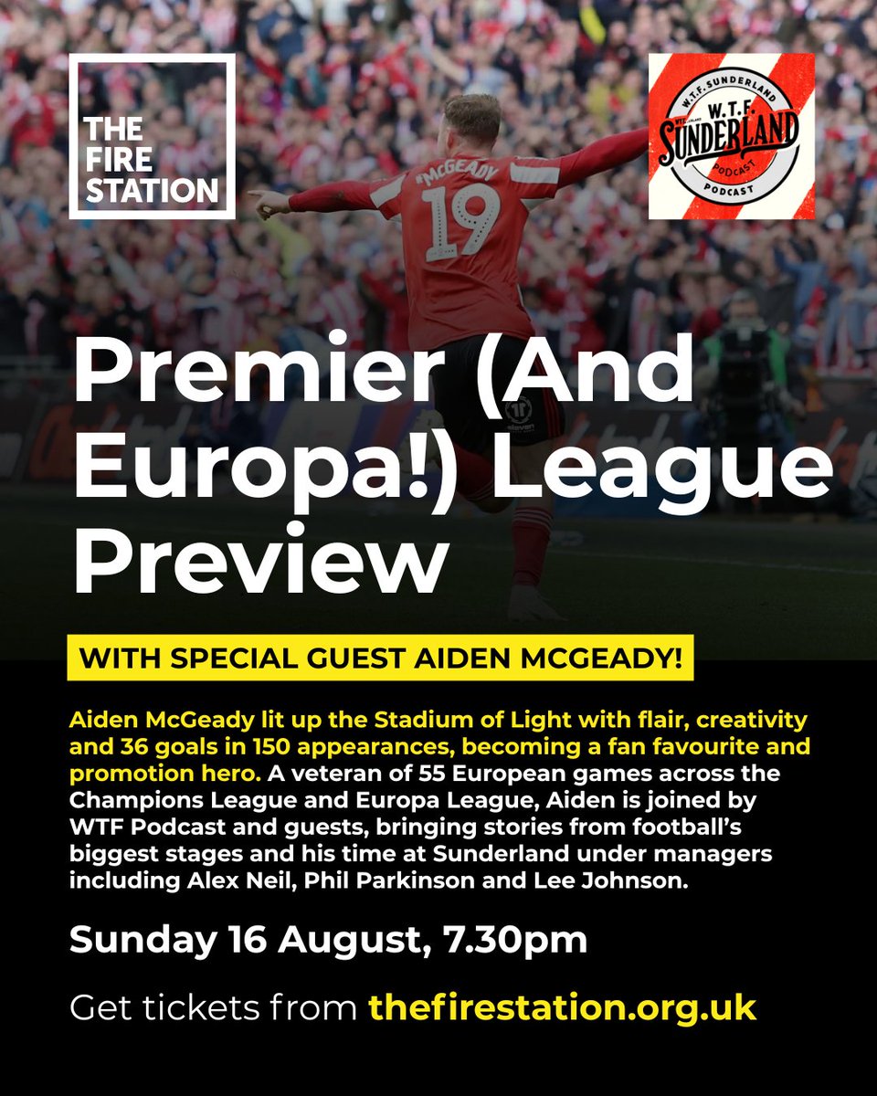 WTFSunlunPod's tweet photo. 🚨 TICKET GIVEAWAY 🚨

🤝 Want to win two tickets for our 26/27 preview with Aiden McGeady at @FireStationSun? 🔴⚪️

To enter: 

✅ Tag two mates, and give us a follow (so we can DM you)
🔄 RT this post 

#SAFC https://t.co/s0ZOamnATP