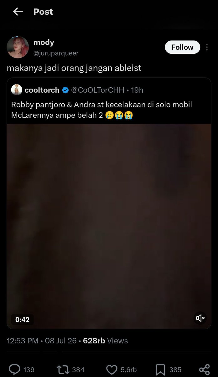 Malanxe's tweet photo. Why is everyone so fucking rude nowadays, jelas Robby perilakunya salah, tpi saat dia laka, do'akan yg terbaik, ada keluarga, ada temen yg ingin Robby ada di sisi mereka, sehabis itu kritik agar dia tobat dari perilaku ableist yg menjijikan itu, give everyone second chance bro. https://t.co/9z3R9bG9Zj
