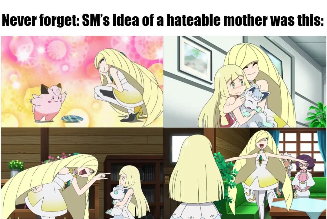 aethers_boss's tweet photo. A reminder to me that there are 3 versions of Lusamine. The anime, Sun and Moon and the Ultra Sun and Moon. And in 2 of them she broke. https://t.co/HmMBymKjF9