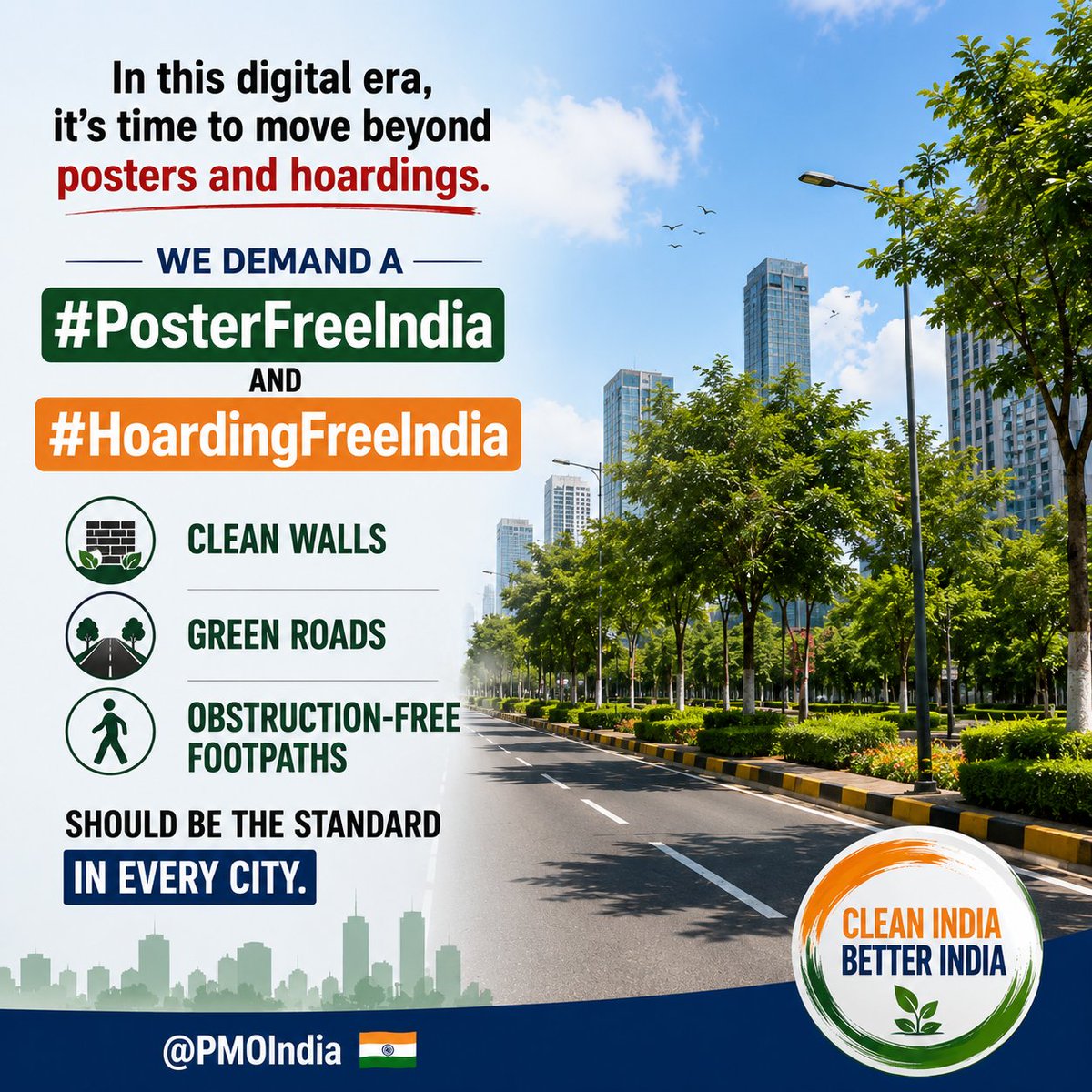 KanpuriyaFeed's tweet photo. Every Indian city deserves clean walls, tree-lined roads and walkable footpaths not posters and hoardings. We demand a nationwide #PosterFreeIndia campaign. @PMOIndia 🇮🇳 https://t.co/hHZlbfp5Bd