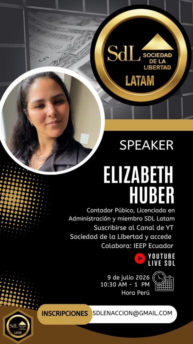 SDLPeru's tweet photo. Sociedad de la Libertad (SDL Latam) presenta:

IV Foro Económico Libertario

Guayaquil - Ecuador
9 julio
10:00 am a 1 pm
Colabora: IEEP 
Auditorio Principal Universidad Casa Grande
Ingreso Libre

Certificado Digital SDL opcional
Donacion $ 10

Virtual👇
https://t.co/FYchSKljlX https://t.co/9a9Rf3iZ6Z
