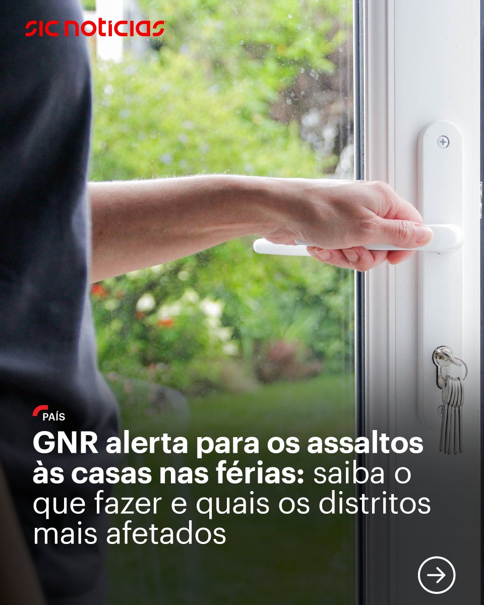 SICNoticias's tweet photo. A GNR alerta para os riscos de furtos durante as férias de verão quando as casas ficam desocupadas. Mais de 50 suspeitos foram detidos este ano.
Saiba mais em: https://t.co/RPQl5SwrdY
#GNR #casas #ferias #assaltos #pais #portugal #news #sicnoticias https://t.co/sNqHhlabik