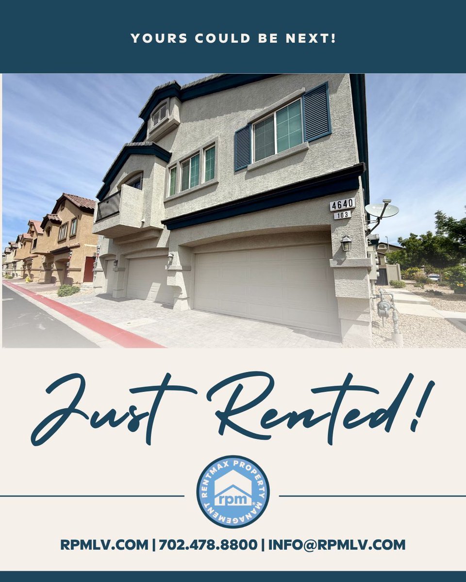 rentmaxpm's tweet photo. 🔥 JUST RENTED! 🔥
Another property off the market and another happy owner 🎉

Want results like this? We lease homes hassle-free 💨
Let’s get YOUR property rented next!

📧 info@rpmlv.com
📞 702.478.8800 

#rentmaxpropertymanagement https://t.co/UqnKASZX3F