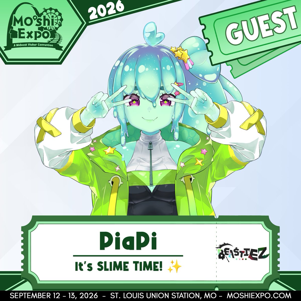 MOshiexpo's tweet photo. 【GOOEY BUTTER CAKE?  NO, GOOEY UPDATE!】

The out-of-this-world Beastiez's slime idol @PiaPiUFO is ready for launch!  Don't be a jelly pickle that misses out; plan to join us all on the September show floor!

#MOshiExpo2026 https://t.co/VmhVqXKEGF