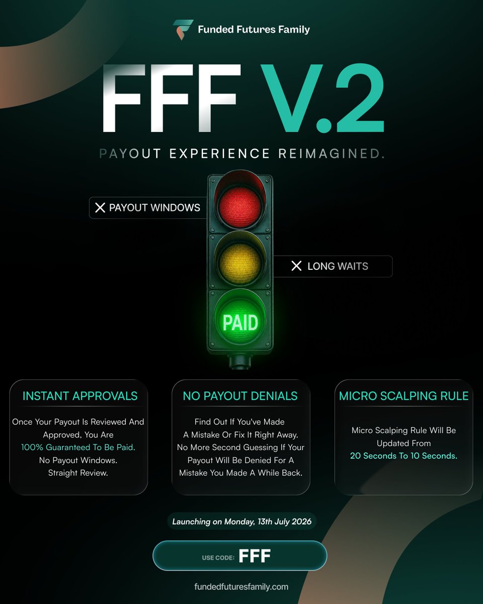 fundedfamily's tweet photo. You asked, we listened.
The biggest Payout Experience Upgrade, coming to you on July 13th. https://t.co/enTfSk5ZzG