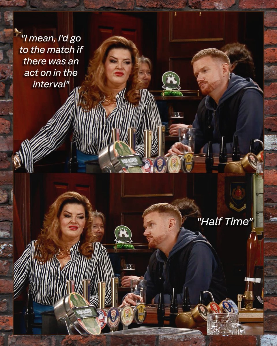 itvcorrie's tweet photo. Don't worry Glenda, football's not for everyone 😉 

And if the football's not for you either, you'll be glad to know we're back tomorrow at 9pm on ITV1 or stream from 7am on ITVX &amp; YouTube ☺️

#Corrie https://t.co/1G6tHfmvAj