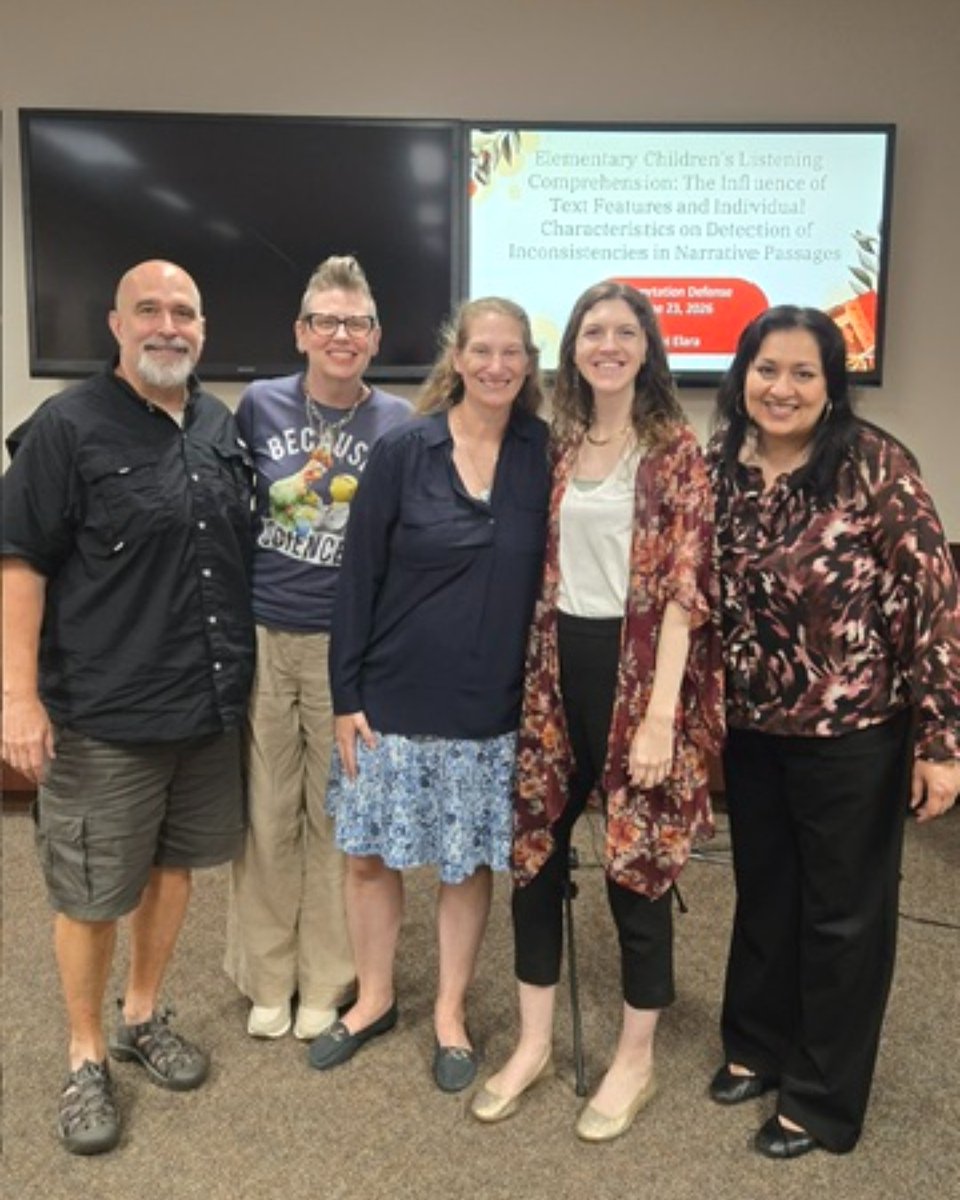 TheFCRR's tweet photo. Lexi Elara successfully defended her dissertation titled: "Elementary Children's Listening Comprehension: The Influence of Text Features and Individual Characteristics on Detection of Inconsistencies in Narrative Passages". 

We're celebrating your success today, Dr. Elara!! 🎉 https://t.co/WN64RKvuNp