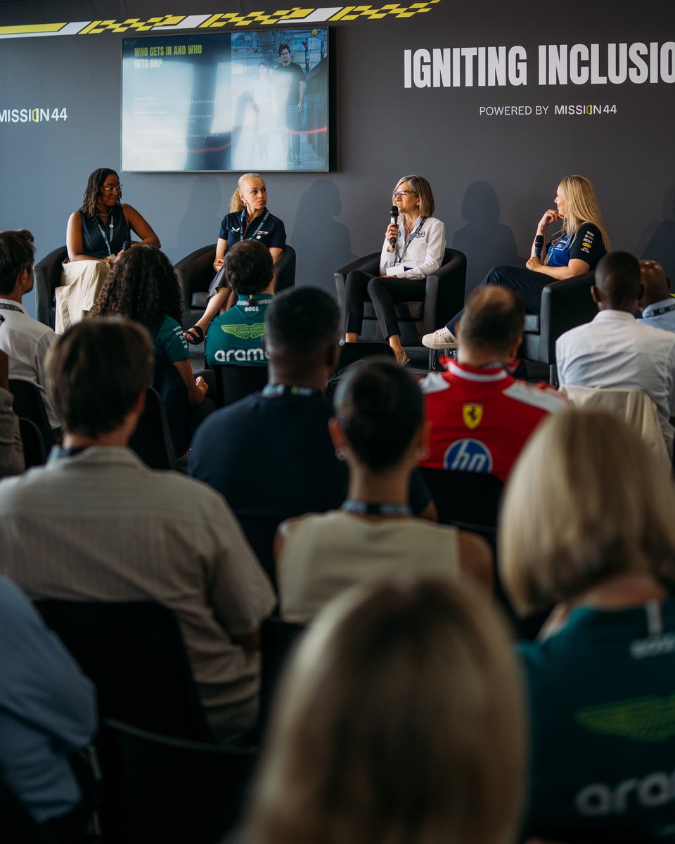mission44's tweet photo. A week ago today, we were delighted to host the Igniting Inclusion Summit at Silverstone, in collaboration with @F1, bringing together F1 teams, young people and Mission 44 partners to discuss the steps being taken to make the sport more inclusive, and what more needs to be done to drive change.

Alongside representatives from F1 teams, the Igniting Inclusion Summit included a keynote speech from our CEO @Jason_Arthur and a fascinating discussion between our Motorsport Scholarship alum and current @redbullracing engineer Lily Owuye, Head of Employee Experience at @redbullracing, Claire Chan, and Prof. Gordana Collier from @oxford_brookes University.

There was also a special fireside chat, hosted by @F1’s Head of ESG Ellen Jones, alongside @ScuderiaFerrari’s Dennis de Munck, @MercedesAMGF1's Hiran Odedra, and @AstonMartinF1’s Debbie Wall. The conversation explored some of the opportunities F1’s DEI Charter has offered, as well as an honest and solutions-focused reflection on some of the challenges of delivery.

Held five years after the Hamilton Commission’s landmark report ‘Accelerating Change’ was published, the summit - which was also attended and supported by @AlpineF1Team, @audif1_, @Cadillac_F1, @McLarenF1, @WilliamsF1, @HaasF1Team and @visacashapprb - marked a key moment in building a more inclusive motorsport industry, ensuring talented young people from all backgrounds can access and thrive in the sport.

Since its launch in July 2021, F1 teams and partners have made strong progress in raising awareness, inspiring young people and widening access. The next phase will focus on retaining talent and creating more opportunities for teams and stakeholders to collaborate effectively.

Find out more about the day here: https://t.co/PkDJKDbuGC