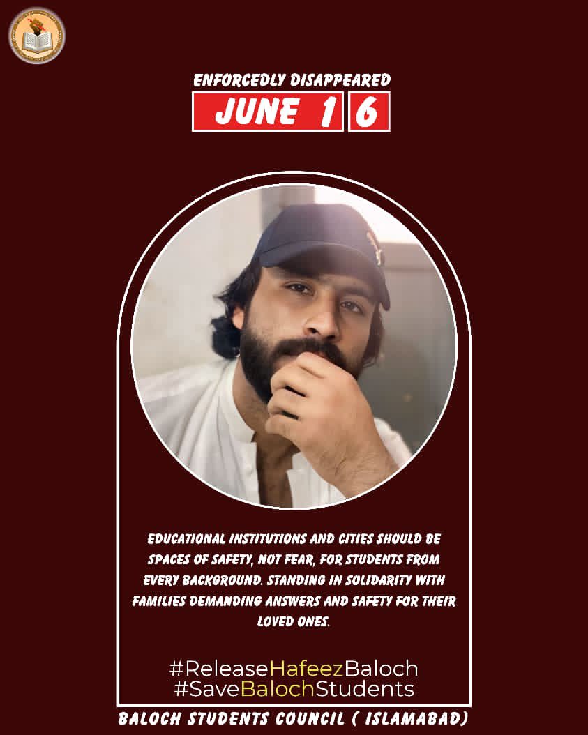 SharanBaloch202's tweet photo. Educational institutions and cities should be spaces of safety, not fear, for students from every background. Standing in solidarity with families demanding answers and safety for their loved ones.
​#ReleaseHafeezBaloch
#SaveBalochStudents https://t.co/nHtphtrXjr